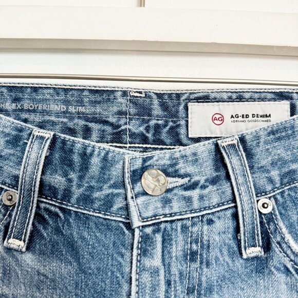 Adriano Goldschmied Denim Mid Rise‎ Distressed Ex-Boyfriend Blue Jeans Rigid 25 - Picture 4 of 7